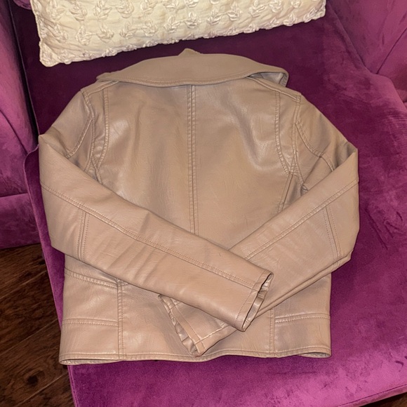 Blank NYC Taupe Leather Jacket with Removable Hood XS Women’s Coat XS - Picture 11 of 12